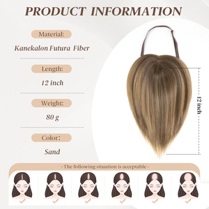 Topper de Cabello Sintético <span class=keywords><strong>Rubio</strong></span> Premium Fibra Futura <span class=keywords><strong>con</strong></span> Base Mono y Encaje Frontal Atado a Mano, Sin Pegamento, de Alta Calidad al por Mayor para Mujer - Product Image 2