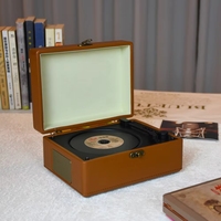 Lecteur CD portable en bois rétro, haut-parleur sans fil BT pratique, cadeau d'anniversaire audio, album