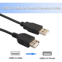Cable de Extensión USB 2.0 SYONG, USB A Macho a USB A Hembra, AM a AF, Negro (4.92 Pies/1.5M) para PC, Cámara, Unidad Flash