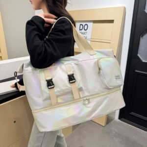 Shiny Colorful Duffle Bags Outdoor Travel Sports Yoga Luggage <b>Storage</b> Bag Waterproof Travel Bags With Shoes Compartment - Product Image 5