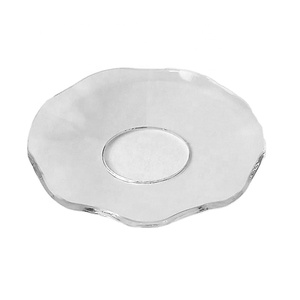 Accesorio de portavelas de vidrio transparente, <span class=keywords><strong>plato</strong></span> hondo ondulado, <span class=keywords><strong>plato</strong></span> poco profundo <span class=keywords><strong>para</strong></span> decoraciones <span class=keywords><strong>para</strong></span> el hogar de bodas - Product Image 1