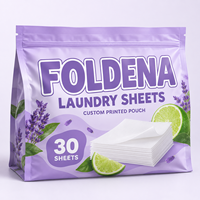 Sachet d'emballage personnalisé avec fermeture éclair pour feuilles de lessive, barrière anti-humidité et étiquette privée pour emballage domestique