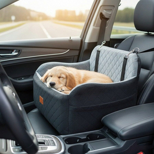 Hunde-Autositz & Katzen-Bett-Höhle für Kleine/Mittlere Hunde Abnehmbarer Bezug Verstellbare Gurte Reisesicherheit - Product Image 4