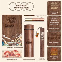 Set de Regalo de Cuaderno de Madera Chino Retro con Bolígrafo de Sándalo y Taza Térmica para Regalos Corporativos y Festivos