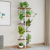 Supports de plantes d'extérieur en bois, ensemble de supports pour pots suspendus, décoration intérieure, présentoir à fleurs en métal à 5 niveaux