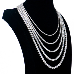 Wholesale 925 Silver white Gold Plated Brilliant Cut Moissanite Tennis Chain 2mm <b>D</b> VVS1 10g Hip Hop Iced <b>Necklace</b> Gifts Jewelry - Product Image 4