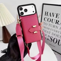 Dompet Kulit PU Mewah Model Selempang untuk iPhone 17 16 Pro Max, Penutup Ponsel Multi-Fungsi dengan Tempat Kartu dan Tali Panjang