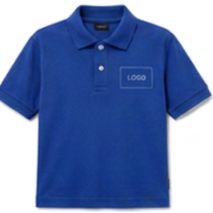 Polo bleu classique à manches courtes en coton, t-shirt uniforme, vêtement scolaire uni, haut décontracté pour garçons, confortable et tendance - Product Image 2