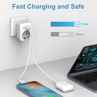 Adaptateur de prise de voyage UE vers États-Unis, convertisseur de prise murale avec 1 port Type-C et 3 ports USB-A, courant nominal 13A