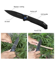 Couteau pliant de survie Yeehand à lame affûtée personnalisable en acier D2 avec manche G10, camping, tactique, OEM