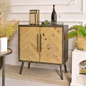 INNOVA Rustic Vintage <b>Wooden</b> <b>Storage</b> <b>Cabinet</b> Farmhouse Kitchen Sideboard Metal Legs Accent for Living Room Hotel Apartment - Product Image 2