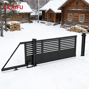 Porte coulissante sans rail en aluminium résistant au froid et au vent, porte électrique suspendue pour cour de villa enneigée - Product Image 2