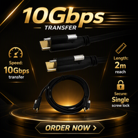 Kabel Data USB Type-C 10Gbps Braided Dual USB-C Pengisian Cepat dan Sinkronisasi 2m untuk Perangkat Seluler