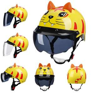 女性漫画3D耳動物フルシーズンハーフライディングヘルメットロングショートレンズ電動バイクヘルメット - Product Image 4