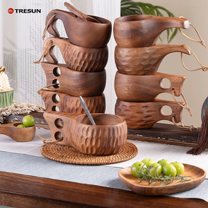 Taza Navideña de Madera Hecha a Mano, Taza Finlandesa Kuksa, Taza de Madera para Leche, Té y Café, con Tazas Personalizadas, Regalo Artesanal de Madera de Acacia - Product Image 1