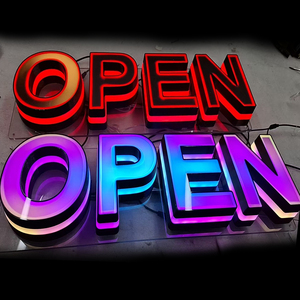 Custom OPEN <b>LED</b> RGB Neon <b>Letter</b> Infinity Mirror Sign Mirror Effect Multi Color Display Wall Mount Decoration for Event Party - Product Image 1
