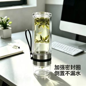 Double Walled Glass Tea Infuser Cup With <b>Filter</b> Portable Sealed <b>Water</b> <b>Bottle</b> For Business Gifts - Product Image 3