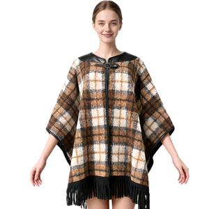 <b>Women</b> Maillard Style Leopard <b>cloak</b> with Tassel Vintage Zebra Open Front Shawl Casual Batwing Cape for Show Friend Gathering - Product Image 1