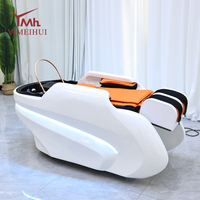 Fauteuil de lavage de cheveux électrique hydrothérapeutique de style japonais blanc, station de massage capillaire pour salon de beauté