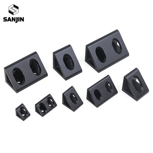 Connecteur triangulaire à angle droit en aluminium <span class=keywords><strong>noir</strong></span> pour profilés en aluminium à rainure en V des séries 2020, 3030, 4040, 4080 - Product Image 3
