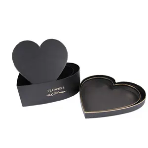Heart Shaped 3 Piece Set Flower Box Hot Stamping Creative Packaging Box Accompanying Hand Gift Box Wholesale