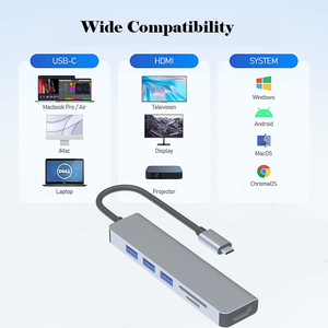 6 trong 1 USB <span class=keywords><strong>C</strong></span> đến 4K HDMI hai USB 2.0 3.0 <span class=keywords><strong>C</strong></span>ổng SD/TF Đầu Đọ<span class=keywords><strong>c</strong></span> Thẻ loại <span class=keywords><strong>C</strong></span> HUB Tương thích với máy tính xách tay và loại <span class=keywords><strong>C</strong></span> thiết bị. - Product Image 6