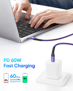 Cable USB C SUNGUY con Certificación CE, 60W 3A, Carga Rápida, Cable de Datos Trenzado para el Mercado Europeo, MOQ Bajo, Envío desde Almacén en Alemania - Product Image 2