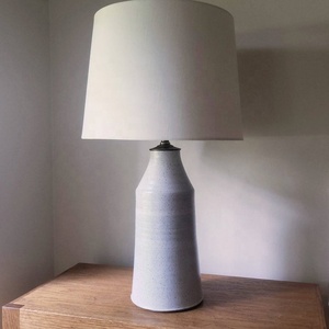 White Tapered Speckled Ceramic <b>Table</b> Lamp <b>Minimalist</b> Design Handmade for Bedroom Indoor Use - Product Image 1
