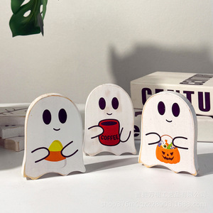 Ensemble d'ornements fantômes d'Halloween en bois, décoration de centre de table pour usage intérieur à la maison - Product Image 2