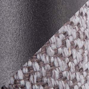 LumiSource Matisse Queen Size Headboard in <b>Black</b> Metal Grey Fabric by DB Braided Minimalist Style Platform <b>Bed</b> <b>Storage</b> Features - Product Image 5