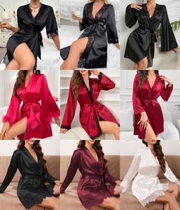 Nouvelles Tendances Vêtements de Nuit pour Femmes ODM Robe en Satin de Soie Élégante pour la Maison Lingerie Érotique Peignoir Pyjama Sexy pour Femmes - Product Image 3
