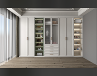Solution de rangement : Armoire moderne en bois clair avec cadre noir, éclairage intelligent, rangement multi-zones, système de suspension et de tiroirs pliables
