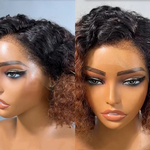 Peluca de Cabello Humano Rizado Bob con Ombre Marrón Miel 4C sin Pegamento, Estilo 4x4 5x7, Lista para Usar, Proveedor de Pelucas de Cabello Humano sin Pegamento - Product Image 2