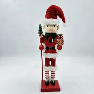 圣诞人物装饰品木制玩具士兵胡桃夹子红色木制圣诞胡桃夹子