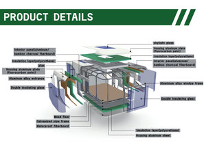 Cabin chim a-khung phong cách nhà viên nang không thấm nước container thép di động với nhà vệ sinh có thiết kế thời trang và thiết thực - Product Image 2