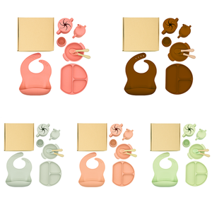 Suministros para la Alimentación Complementaria del Bebé, Plato con Ventosa, Babero, Taza, Cucharas, Artículos Esenciales para la Alimentación de Alimentos Sólidos, Juego de Alimentación de Silicona para Bebés en Fase Inicial - Product Image 4