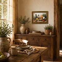 Impression murale vintage encadrée or, style nature morte de cuisine, décoration murale Cottagecore, échantillons OEM ODM prêts en moins d'une journée