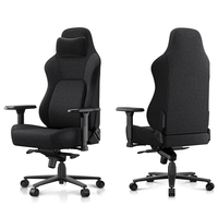 Chaise de jeu moderne en tissu noir pour PC, réglable en hauteur, ergonomique, dossier haut, chaise de course pour ordinateur, siège de bureau noir pour joueurs