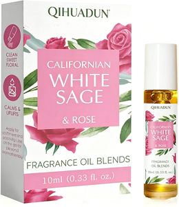Mélange Roll-On de <span class=keywords><strong>Sauge</strong></span> Blanche et Huile de Rose pour Huile d'Aromathérapie 10ml – Purification, Protection Contre les Energies Négatives, Fumigation Sans Fumée - Product Image 1