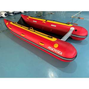 Bote Inflable Reachsea para 6 Personas, 13 pies, Color Rojo, Catamarán con Piso Inflable para Pesca - Product Image 1