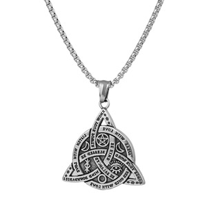 Yunnique-collar con colgante triangular celta vikingo de acero inoxidable para hombre, diseño geométrico, símbolo de estrella y luna, regalo de joyería de moda - Product Image 5