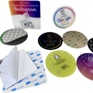 213/215/216 ऐक्रेलिक/एपॉक्सी nfc मेनू संपर्क रहित साइन सोशल मीडिया प्लेट nfc चिप गूगल समीक्षा स्टिकर wirh 3 m चिपकने वाला - Product Image 3