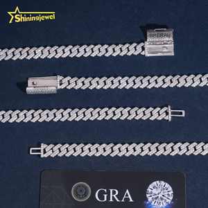 USA Lokale Voorraad Hip Hop Sieraden 8mm 2 Rijen 925 Zilver Moissanite Cubaanse Schakelkettingen Hot Sale Cubaanse Ketting Moissanite GRA Gecertificeerd - Product Image 4