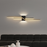 Lampes murales créatives minimalistes pour fond TV, corps en fer long, lampes de chevet LED à intensité variable, contrôle de la luminosité, garantie de 2 ans, acrylique noir