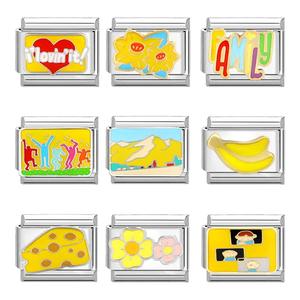 Bracelet à breloques italien de nouvelle série jaune mignon personnalisé en acier inoxydable paysage <span class=keywords><strong>saison</strong></span> bricolage italien - Product Image 3