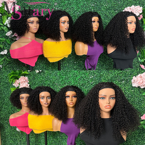 Peluca con diadema SDD de doble trama, cabello humano virgen brasileño, densidad completa, rizado estilo pixie, pelucas económicas sin encaje, media peluca. - Product Image 5