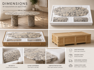 Mesa de Comedor Moderna de Lujo YUSHI de Mármol Calacatta Viola con Bases Dobles Acanaladas, Mesa Ovalada de Piedra Bvlgari para Decoración de Villas - Product Image 6