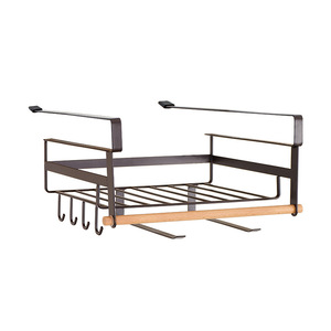 Ripai <b>Kitchen</b> <b>Storage</b> Rack 2 Tier White With Wooden Rod For Cabinet Under Wall Organization - Product Image 3