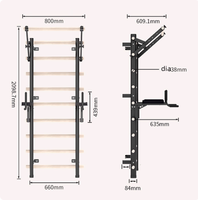 Wellshow-Barre de décrochage suédoise en bois avec barre de traction et barre de trempage Barre de décrochage avec 9 tiges stratégiques