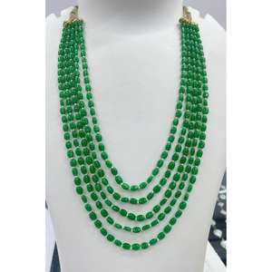 Collier à 5 rangs multicolores avec perles en verre rubis, émeraude, saphir bleu et jaune, prêt à porter - Product Image 6